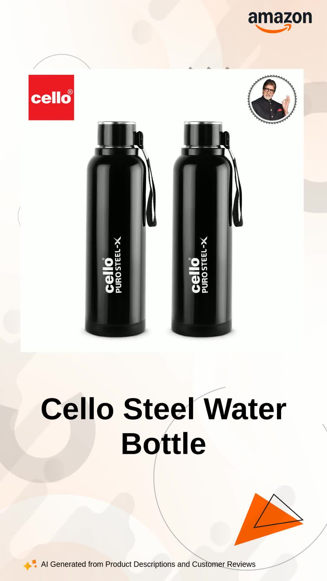 Cello Puro Steel-X Benz 900 PU Insulated Water Bottle Set of 2